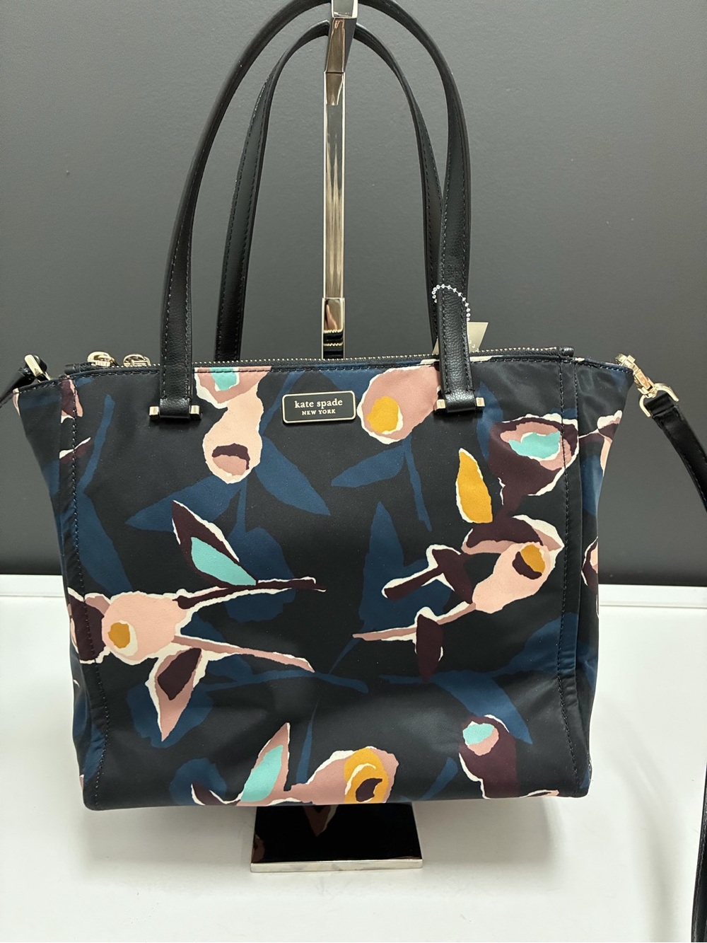 kate spade Black and Navy Floral Satchel